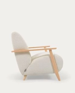Meghan Armchair In White Fleece With Solid Ash Legs With Natural Finish | Kave Home 19 Meghan Armchair In White Fleece With Solid Ash Legs With Natural Finish | Kave Home -Quality Furniture Store S517J33 1V03
