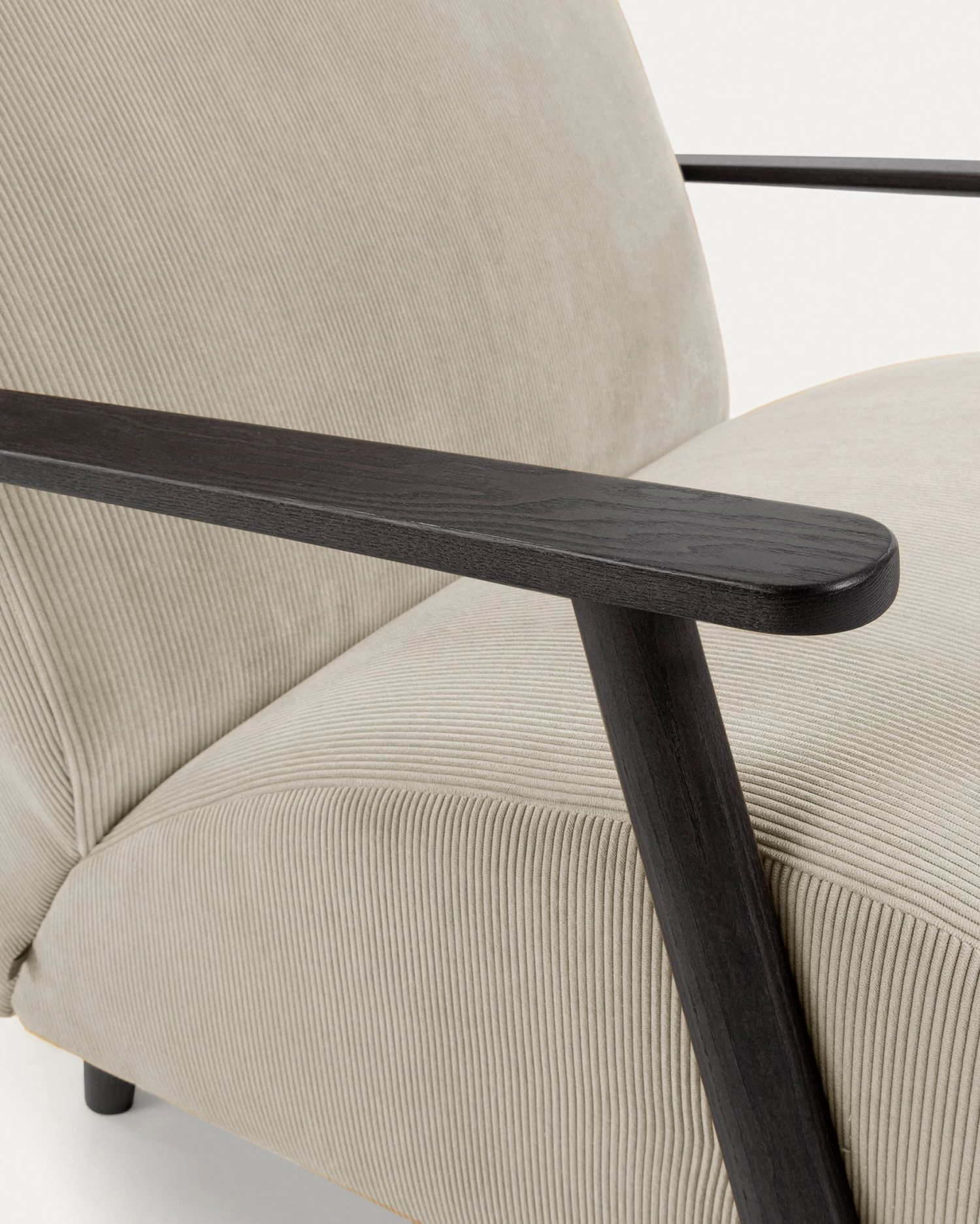 Meghan Armchair In Beige Corduroy With Solid Ash Legs In A Wenge Finish | Kave Home 5 Meghan Armchair In Beige Corduroy With Solid Ash Legs In A Wenge Finish | Kave Home - Image 3