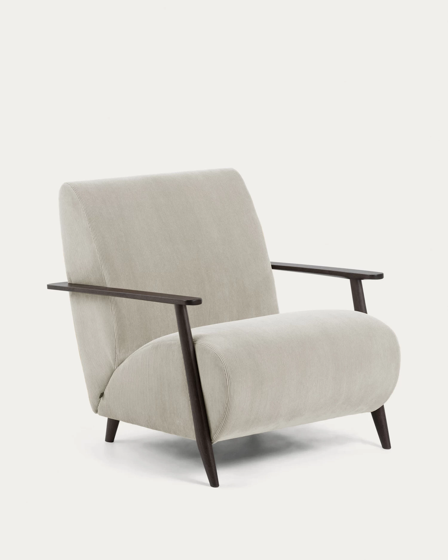 Meghan Armchair In Beige Corduroy With Solid Ash Legs In A Wenge Finish | Kave Home 3 Meghan Armchair In Beige Corduroy With Solid Ash Legs In A Wenge Finish | Kave Home