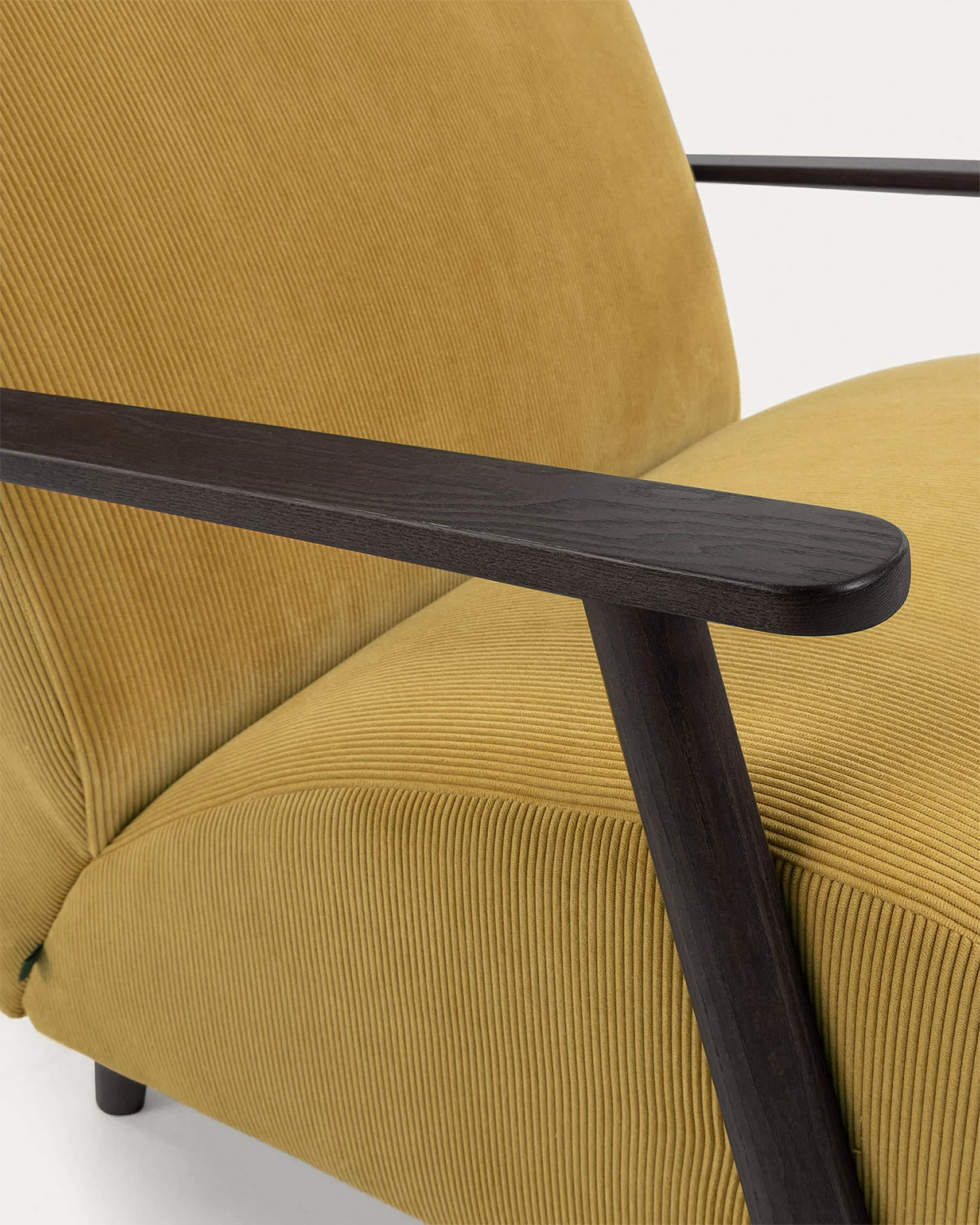 Meghan Armchair In Mustard Corduroy With Solid Ash Legs With Wenge Finish | Kave Home 5 Meghan Armchair In Mustard Corduroy With Solid Ash Legs With Wenge Finish | Kave Home - Image 3