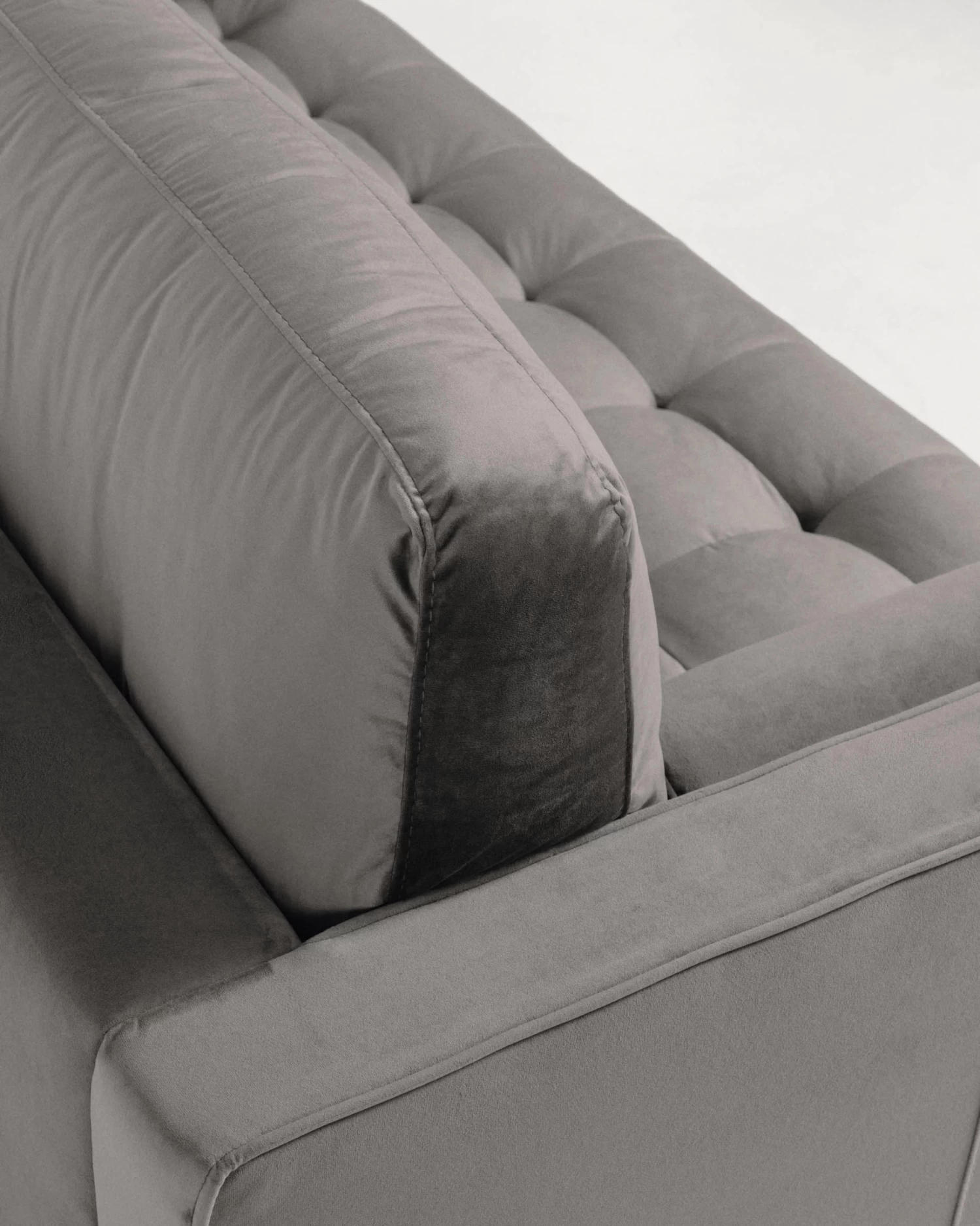 Debra 3 Seater Sofa In Grey Velvet 220 Cm | Kave Home 4 Debra 3 Seater Sofa In Grey Velvet 220 Cm | Kave Home - Image 2