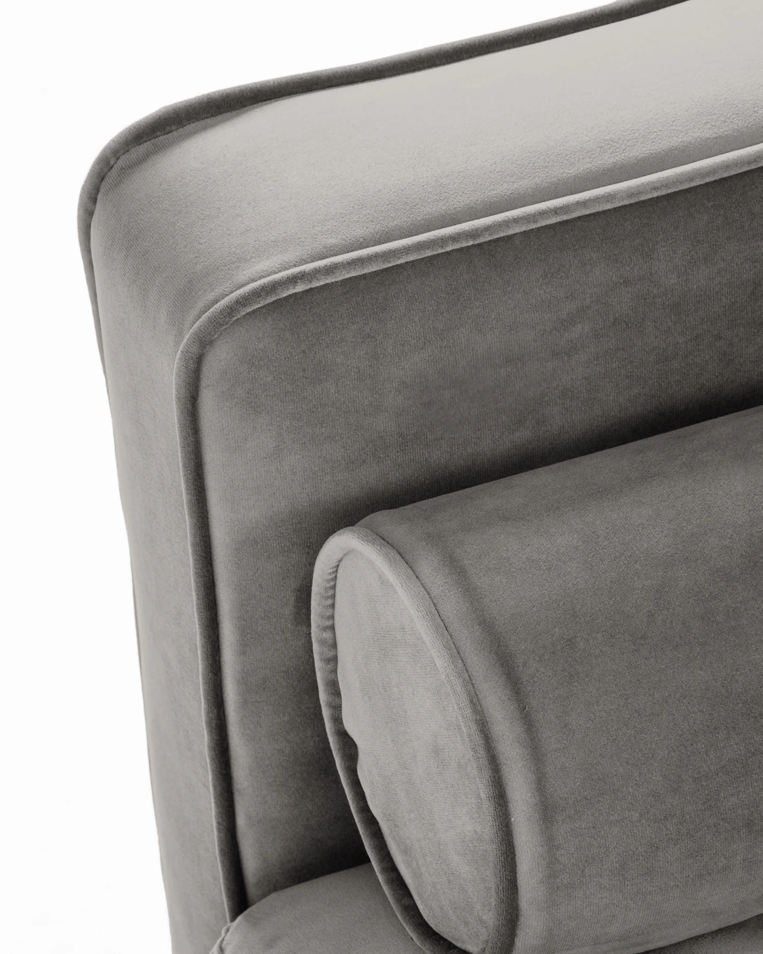 Debra 3 Seater Sofa In Grey Velvet 220 Cm | Kave Home 5 Debra 3 Seater Sofa In Grey Velvet 220 Cm | Kave Home - Image 3