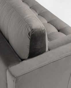 Debra 3 Seater Sofa In Grey Velvet 220 Cm | Kave Home 12 Debra 3 Seater Sofa In Grey Velvet 220 Cm | Kave Home -Quality Furniture Store S548JU03 1D03