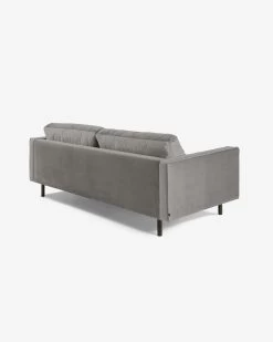 Debra 3 Seater Sofa In Grey Velvet 220 Cm | Kave Home 13 Debra 3 Seater Sofa In Grey Velvet 220 Cm | Kave Home -Quality Furniture Store S548JU03 1V03
