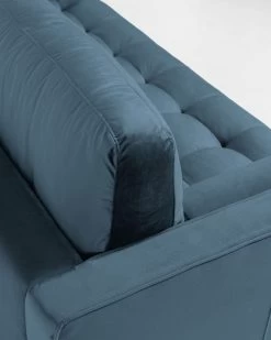 Debra 3 Seater Sofa In Turquoise Velvet 222 Cm | Kave Home -Quality Furniture Store S548JU80 1D03