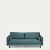 Debra 3 Seater Sofa In Turquoise Velvet 222 Cm | Kave Home 1 Debra 3 Seater Sofa In Turquoise Velvet 222 Cm | Kave Home -Quality Furniture Store S548JU80 1V01