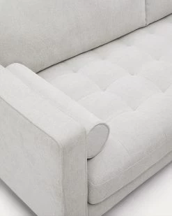 Sofa Debra 3-seater In Pearl Chenille And Wengue Finish Legs 222 Cm -Quality Furniture Store S548TB12 1D02