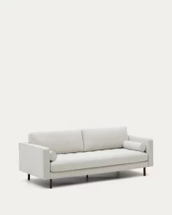 Sofa Debra 3-seater In Pearl Chenille And Wengue Finish Legs 222 Cm -Quality Furniture Store S548TB12 1V02