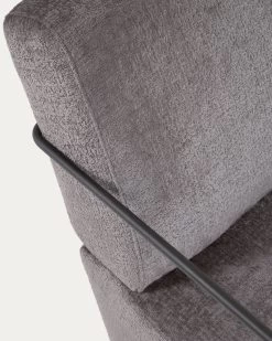 Gamer Armchair In Grey Chenille And Metal With Black Finish | Kave Home 14 Gamer Armchair In Grey Chenille And Metal With Black Finish | Kave Home -Quality Furniture Store S564BG15 1D01
