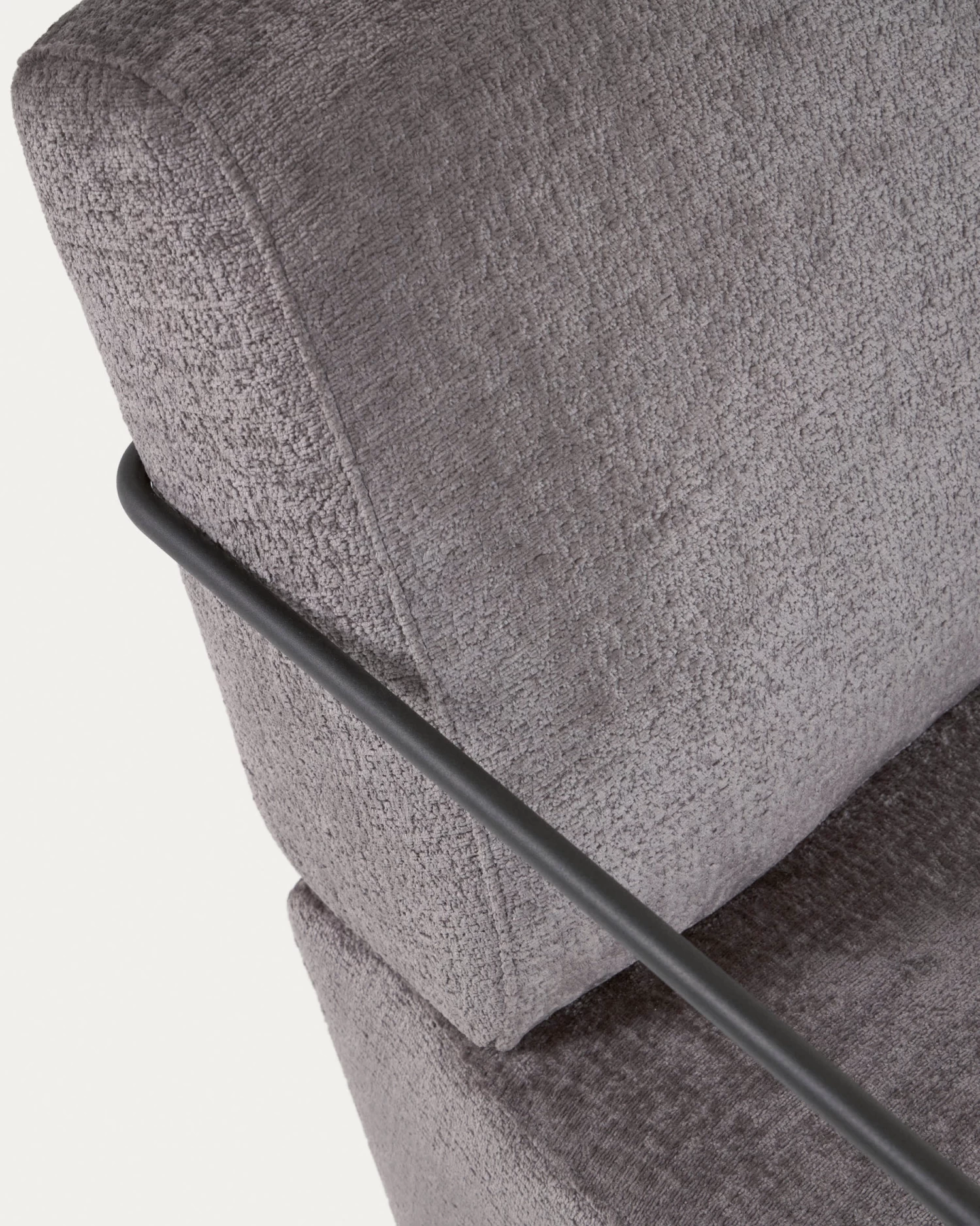 Gamer Armchair In Grey Chenille And Metal With Black Finish | Kave Home 5 Gamer Armchair In Grey Chenille And Metal With Black Finish | Kave Home - Image 3