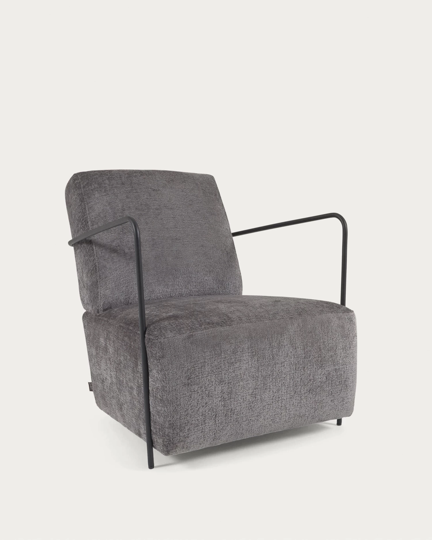 Gamer Armchair In Grey Chenille And Metal With Black Finish | Kave Home 3 Gamer Armchair In Grey Chenille And Metal With Black Finish | Kave Home