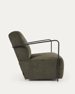 Gamer Armchair In Green Chenille And Metal With Black Finish | Kave Home 17 Gamer Armchair In Green Chenille And Metal With Black Finish | Kave Home -Quality Furniture Store S564BG19 1V02