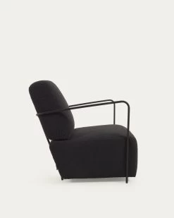 Gamer Armchair In Black Shearling And Metal With Black Finish | Kave Home -Quality Furniture Store S564J01 1V02
