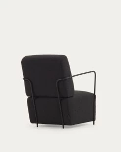 Gamer Armchair In Black Shearling And Metal With Black Finish | Kave Home -Quality Furniture Store S564J01 1V03
