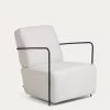 Gamer Armchair In White Fleece With Metal Legs With Black Finish | Kave Home -Quality Furniture Store S564J33 1V01