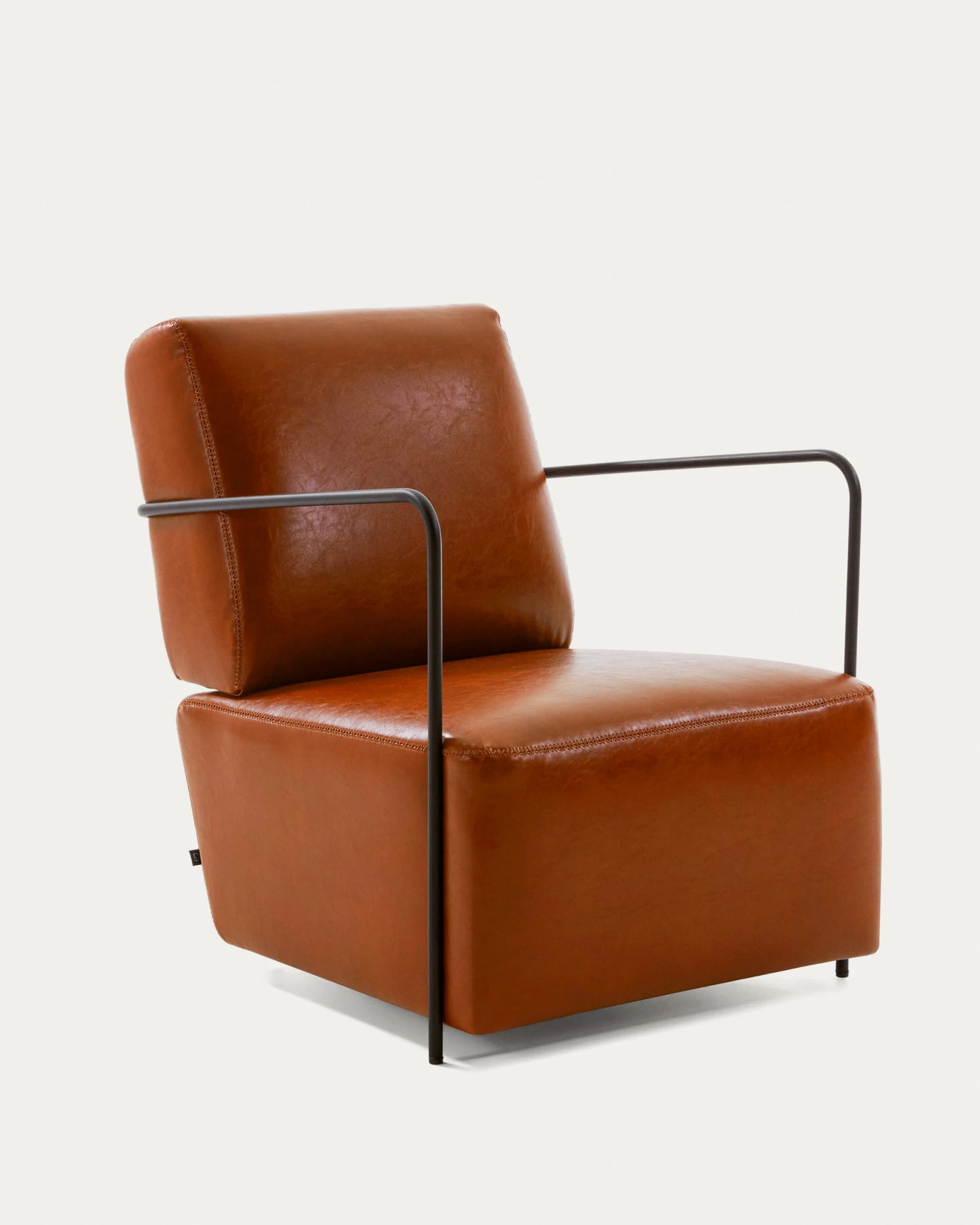 Gamer Armchair In Brown Synthetic Leather And Metal With Black Finish | Kave Home 3 Gamer Armchair In Brown Synthetic Leather And Metal With Black Finish | Kave Home