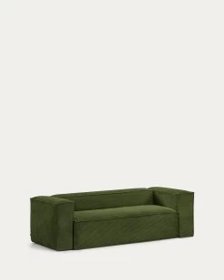 Blok 3 Seater Sofa In Green Wide Seam Corduroy 240 Cm | Kave Home -Quality Furniture Store S570LN19 1V02