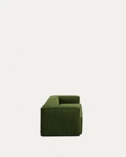 Blok 3 Seater Sofa In Green Wide Seam Corduroy 240 Cm | Kave Home -Quality Furniture Store S570LN19 1V03