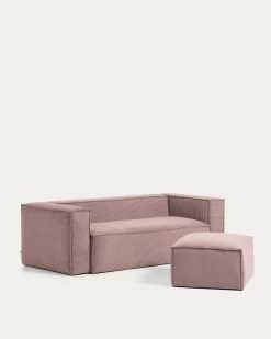 Blok 3 Seater Sofa In Pink Wide Seam Corduroy 240 Cm | Kave Home -Quality Furniture Store S570LN24 1V05
