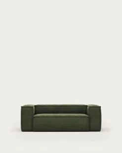 Blok 2 Seater Sofa In Green Wide Seam Corduroy 210 Cm | Kave Home