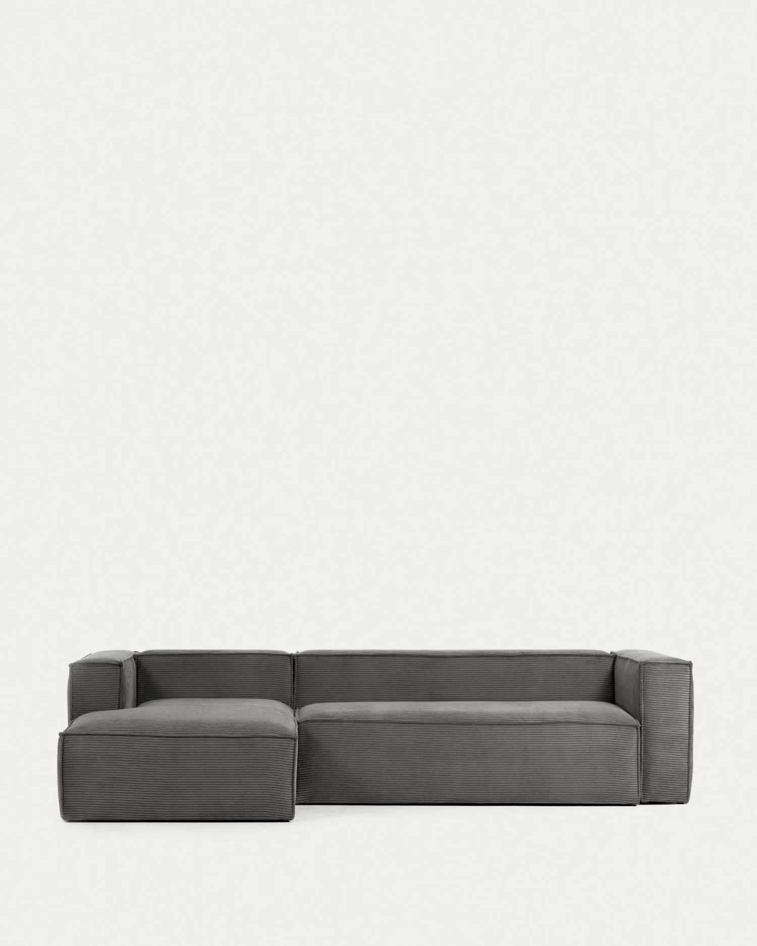 Blok 4 Seater Sofa With Left Side Chaise Longue In Grey Wide Seam Corduroy 330 Cm | Kave Home 7 Blok 4 Seater Sofa With Left Side Chaise Longue In Grey Wide Seam Corduroy 330 Cm | Kave Home - Image 5