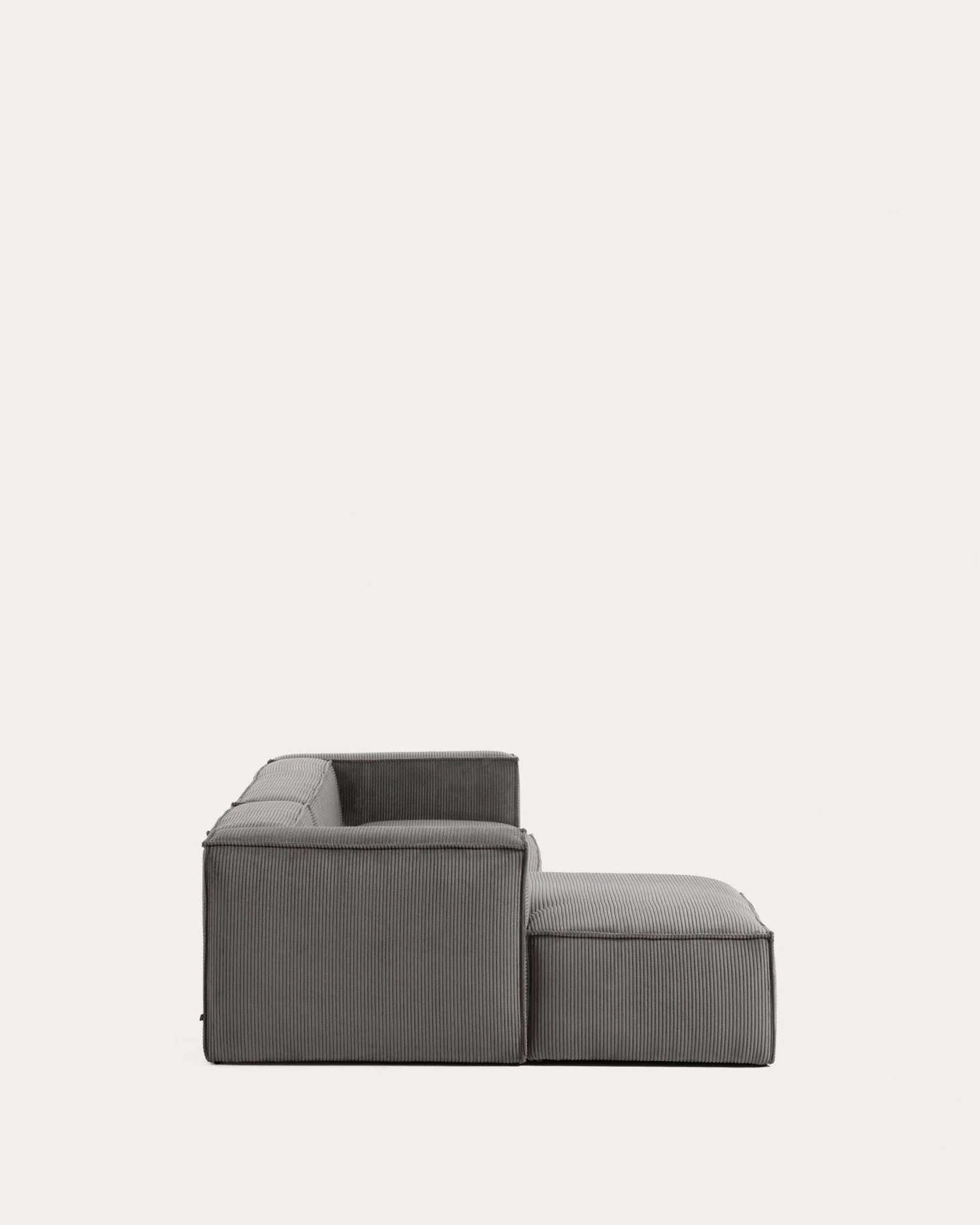Blok 4 Seater Sofa With Left Side Chaise Longue In Grey Wide Seam Corduroy 330 Cm | Kave Home 9 Blok 4 Seater Sofa With Left Side Chaise Longue In Grey Wide Seam Corduroy 330 Cm | Kave Home - Image 7