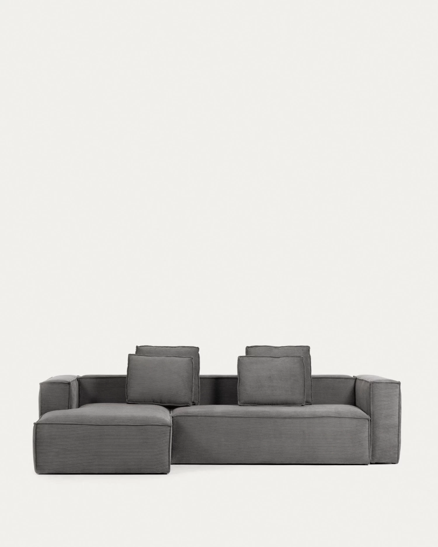Blok 4 Seater Sofa With Left Side Chaise Longue In Grey Wide Seam Corduroy 330 Cm | Kave Home 12 Blok 4 Seater Sofa With Left Side Chaise Longue In Grey Wide Seam Corduroy 330 Cm | Kave Home - Image 10