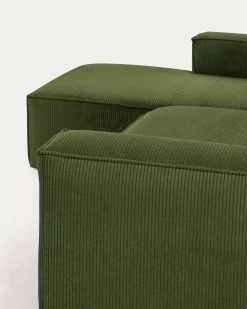 Blok 4 Seater Sofa With Left Side Chaise Longue In Green Wide Seam Corduroy 330 Cm | Kave Home -Quality Furniture Store S572LN19 1D02