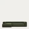 Blok 4 Seater Sofa With Left Side Chaise Longue In Green Wide Seam Corduroy 330 Cm | Kave Home -Quality Furniture Store S572LN19 1V01