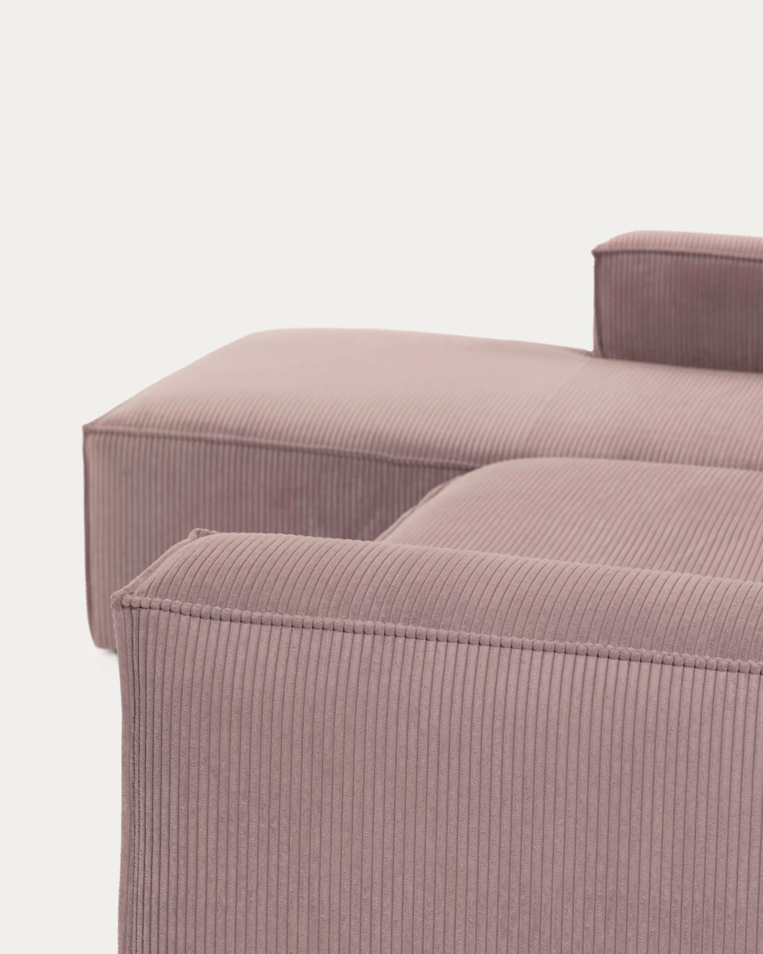 Blok 4 Seater Sofa With Left Side Chaise Longue In Pink Wide Seam Corduroy 330 Cm | Kave Home 6 Blok 4 Seater Sofa With Left Side Chaise Longue In Pink Wide Seam Corduroy 330 Cm | Kave Home - Image 4