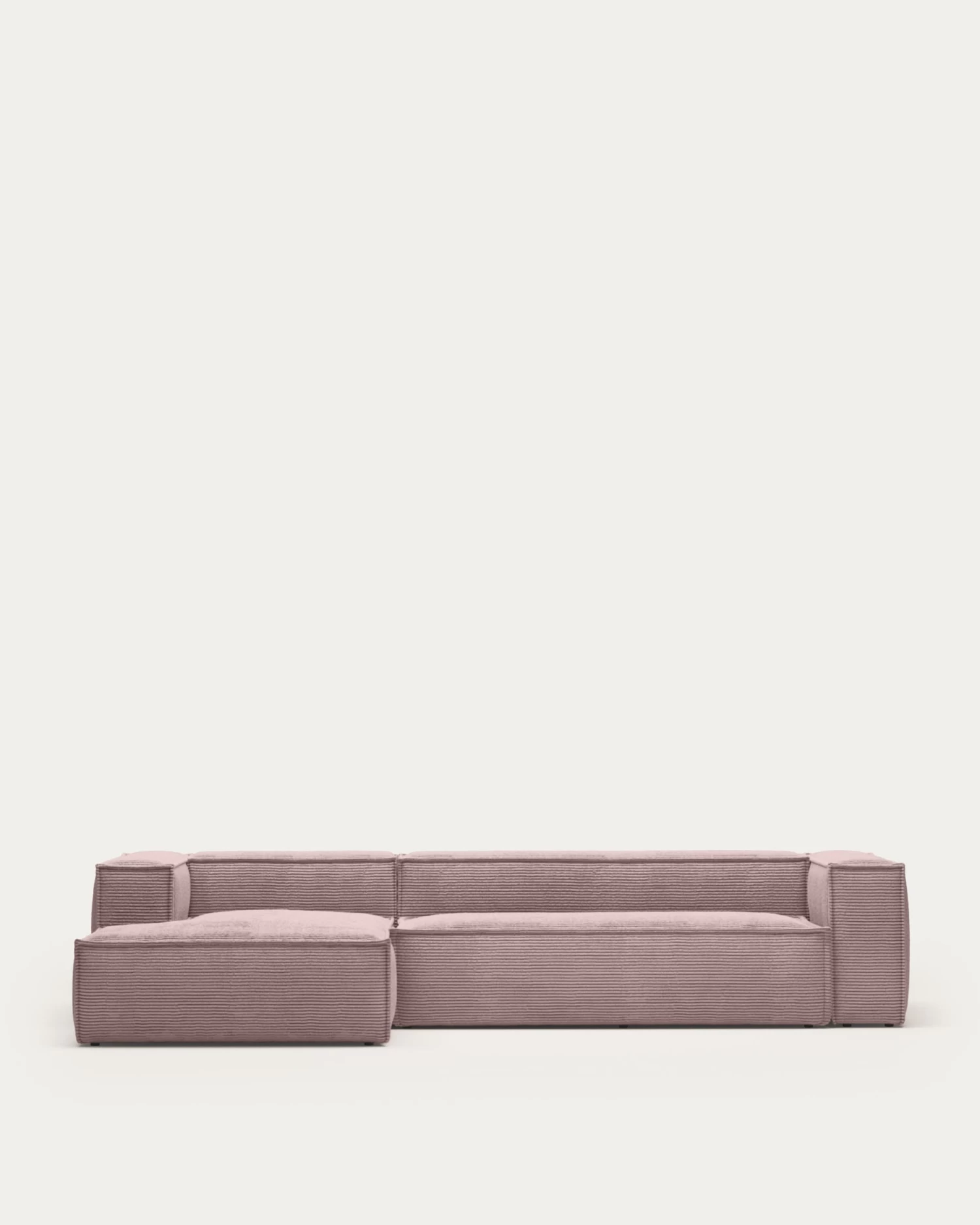 Blok 4 Seater Sofa With Left Side Chaise Longue In Pink Wide Seam Corduroy 330 Cm | Kave Home 3 Blok 4 Seater Sofa With Left Side Chaise Longue In Pink Wide Seam Corduroy 330 Cm | Kave Home