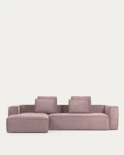Blok 4 Seater Sofa With Left Side Chaise Longue In Pink Wide Seam Corduroy 330 Cm | Kave Home 21 Blok 4 Seater Sofa With Left Side Chaise Longue In Pink Wide Seam Corduroy 330 Cm | Kave Home -Quality Furniture Store S572LN24 1V05