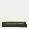 Blok 4 Seater Sofa With Right Side Chaise Longue In Green Wide Seam Corduroy 330 Cm | Kave Home -Quality Furniture Store S573LN19 1V01