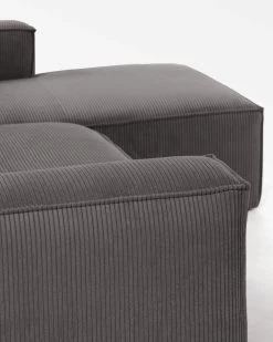Blok 2 Seater Sofa With Right Side Chaise Longue In Grey Wide Seam Corduroy 240 Cm | Kave Home 16 Blok 2 Seater Sofa With Right Side Chaise Longue In Grey Wide Seam Corduroy 240 Cm | Kave Home -Quality Furniture Store S574LN15 1D02