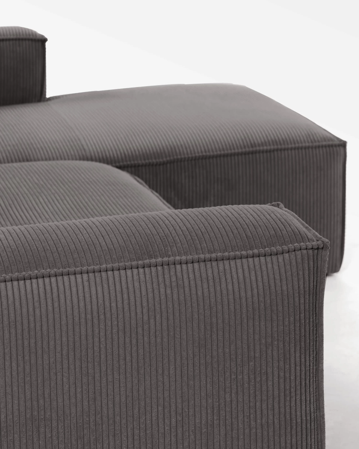 Blok 2 Seater Sofa With Right Side Chaise Longue In Grey Wide Seam Corduroy 240 Cm | Kave Home 7 Blok 2 Seater Sofa With Right Side Chaise Longue In Grey Wide Seam Corduroy 240 Cm | Kave Home - Image 5