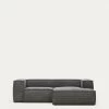 Blok 2 Seater Sofa With Right Side Chaise Longue In Grey Wide Seam Corduroy 240 Cm | Kave Home -Quality Furniture Store S574LN15 1V01