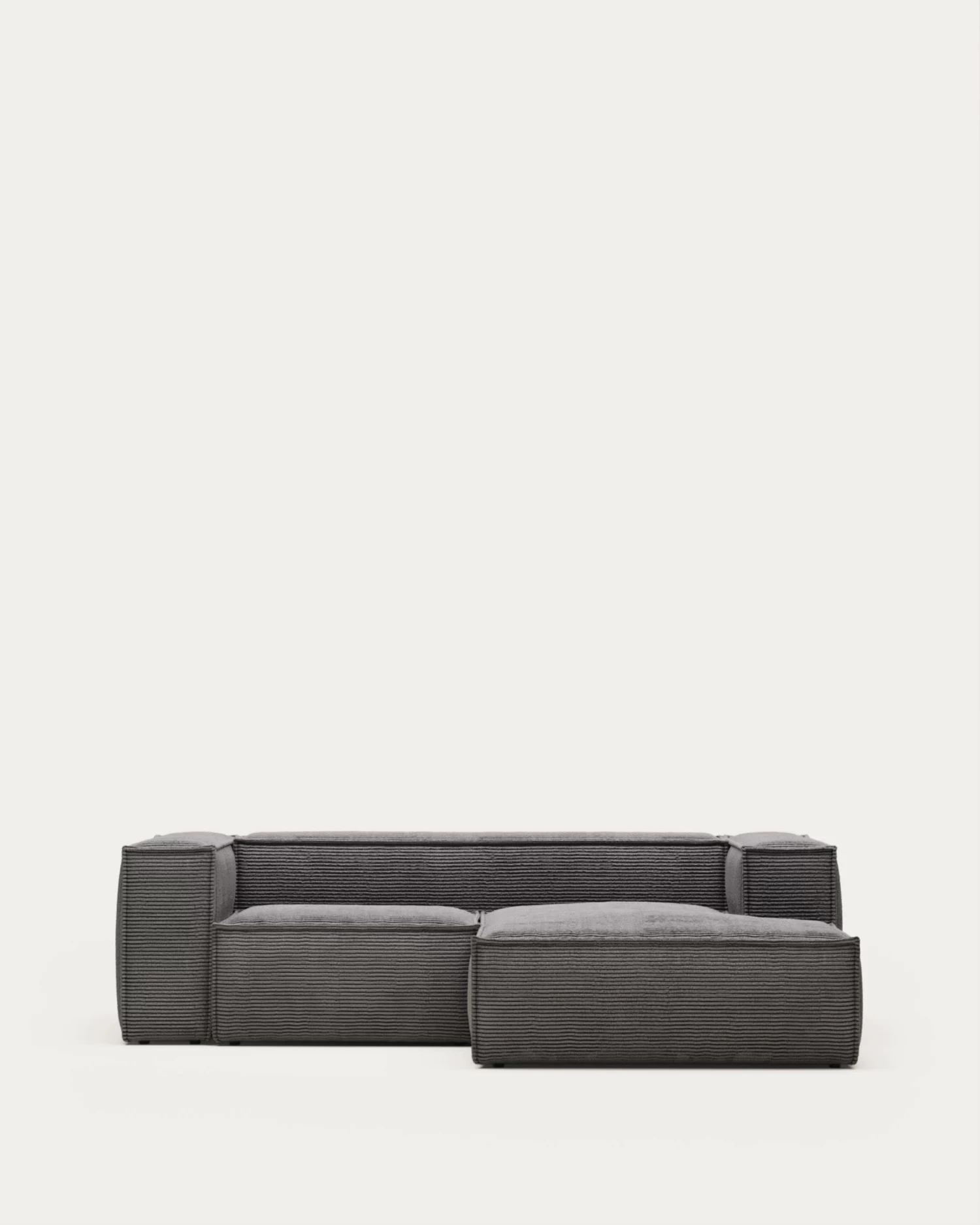 Blok 2 Seater Sofa With Right Side Chaise Longue In Grey Wide Seam Corduroy 240 Cm | Kave Home 3 Blok 2 Seater Sofa With Right Side Chaise Longue In Grey Wide Seam Corduroy 240 Cm | Kave Home