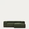 Blok 2 Seater Sofa With Right Side Chaise Longue In Green Wide Seam Corduroy 240 Cm | Kave Home