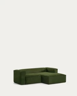 Blok 2 Seater Sofa With Right Side Chaise Longue In Green Wide Seam Corduroy 240 Cm | Kave Home 17 Blok 2 Seater Sofa With Right Side Chaise Longue In Green Wide Seam Corduroy 240 Cm | Kave Home -Quality Furniture Store S574LN19 1V02