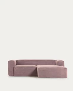 Blok 2 Seater Sofa With Right Side Chaise Longue In Pink Wide Seam Corduroy 240 Cm | Kave Home 16 Blok 2 Seater Sofa With Right Side Chaise Longue In Pink Wide Seam Corduroy 240 Cm | Kave Home -Quality Furniture Store S574LN24 1V02