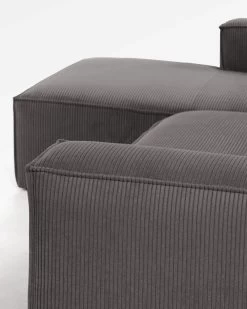 Blok 2 Seater Sofa With Left Side Chaise Longue In Grey Wide Seam Corduroy 240 Cm | Kave Home -Quality Furniture Store S575LN15 1D02