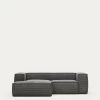 Blok 2 Seater Sofa With Left Side Chaise Longue In Grey Wide Seam Corduroy 240 Cm | Kave Home -Quality Furniture Store S575LN15 1V01