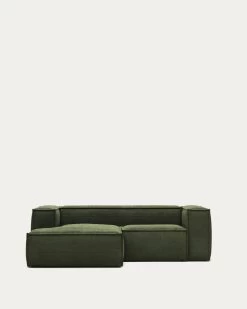 Blok 2 Seater Sofa With Left Side Chaise Longue In Green Wide Seam Corduroy 240 Cm | Kave Home 21 Blok 2 Seater Sofa With Left Side Chaise Longue In Green Wide Seam Corduroy 240 Cm | Kave Home -Quality Furniture Store S575LN19 1V07