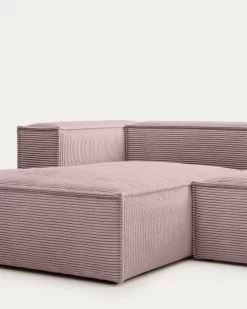Blok 2 Seater Sofa With Left Side Chaise Longue In Pink Wide Seam Corduroy 240 Cm | Kave Home 14 Blok 2 Seater Sofa With Left Side Chaise Longue In Pink Wide Seam Corduroy 240 Cm | Kave Home -Quality Furniture Store S575LN24 1D01