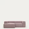 Blok 2 Seater Sofa With Left Side Chaise Longue In Pink Wide Seam Corduroy 240 Cm | Kave Home 1 Blok 2 Seater Sofa With Left Side Chaise Longue In Pink Wide Seam Corduroy 240 Cm | Kave Home -Quality Furniture Store S575LN24 1V01