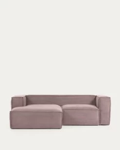 Blok 2 Seater Sofa With Left Side Chaise Longue In Pink Wide Seam Corduroy 240 Cm | Kave Home 16 Blok 2 Seater Sofa With Left Side Chaise Longue In Pink Wide Seam Corduroy 240 Cm | Kave Home -Quality Furniture Store S575LN24 1V02