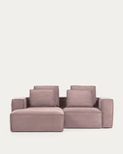 Blok 2 Seater Sofa With Left Side Chaise Longue In Pink Wide Seam Corduroy 240 Cm | Kave Home 21 Blok 2 Seater Sofa With Left Side Chaise Longue In Pink Wide Seam Corduroy 240 Cm | Kave Home -Quality Furniture Store S575LN24 1V05