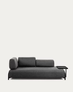 Compo 3 Seater Sofa With Large Tray In Dark Grey 252 Cm | Kave Home -Quality Furniture Store S587BB02 1V02