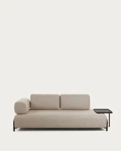Compo 3 Seater Sofa With Large Tray In Beige, 252 Cm