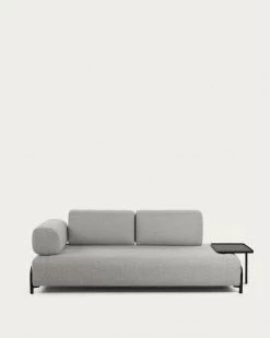Compo 3 Seater Sofa With Large Tray In Light Grey 252 Cm | Kave Home